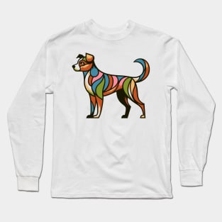 Pop art dog illustration. cubism illustration of a dog Long Sleeve T-Shirt